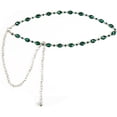 thumbnail image 1 of XIATIAN green glass diamond chain belt metal diamond belt women's dress metal belt women's western style belt women's belt, 1 of 7
