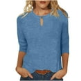 thumbnail image 1 of XIAfhje 3/4 Sleeve Shirts for Women Dressy Casual Blouse Round Neck Loose T-Shirt Casual Tunic Tops Soft Comfy Outfits Clothes 2024, 1 of 6