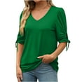 thumbnail image 1 of XIAfhje Blouses For Women Summer Tops Casual Short Sleeve T-Shirt Scoop Neck Tee Solid Color Blouse Pullover Tops T Shirts, 1 of 9