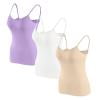 XIAfhje Built In Bra Tank Tops for Women 3Pc Summer Casual Sleeveless Workout Camisole Tops Comfy Padded Sports Bras Yoga Bra Lingerie Bras Underwear