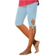 thumbnail image 1 of XIAfhje Capri Leggings For Women Summer Slim Fit High Waisted Leggings Tummy Control Knee Length Capri Pants Casual Comfy Cut Out Yoga Pants Shorts Solid Color Yoga Gym Pants, 1 of 5