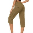 thumbnail image 1 of XIAfhje Capri Pants For Women Cargo Pants High Waist Workout Yoga Pants Solid Color Sweatpants Fitness Running Casual Loose Wide Leg Straight Leg Pants With Pockets, 1 of 4