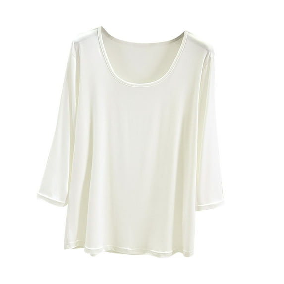 XIAfhje Casual Summer Short Sleeve Oversized T Shirt Basic Tees Tops For Women Solid Color 3/4 Sleeved Round Neck Loose Tank Top Fashion Trendy Basic Soft Outfits Comfy Clothes 2024