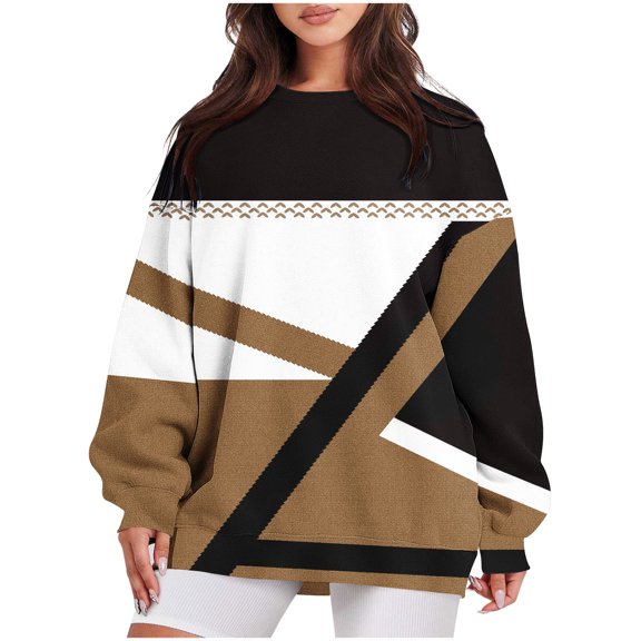 XIAfhje Ladies Crewneck Sweatshirt Long Sleeve T Shirts Pullover Tops Comfy Loose Baggy Tunic Tee Shirts Tops Gradient Color Round Neck Long Sleeve Top Hem Split