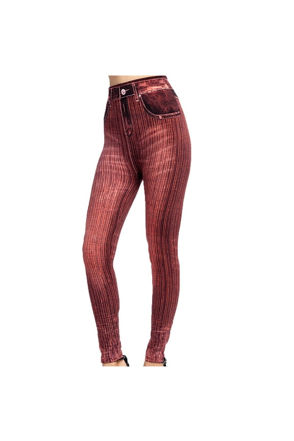 Leggings For Women High Waist Pants Workout Athletic Yoga Pants Tummy Control Running Yoga Leggings Sexy Slim Fit Imitation Denim Printed Leggings Breathable Leggings