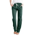 thumbnail image 1 of XIAfhje Linen Pants Women Pants Fashion Summer Casual Loose Straight Leg Pants With Pockets Solid Color Trousers Lounge Pants Trousers Lightweight Linen Pants Beach Pants, 1 of 5