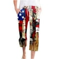 thumbnail image 1 of XIAfhje Linen Pants For Women Summer Fashion Casual The Usa 4Th Of July Patriotic Printing Elastic Waist Loose Pants Straight Wide Leg Trousers Loose Pants Lounge Pants With Pockets, 1 of 4