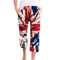 thumbnail image 1 of XIAfhje Linen Pants For Women Summer Fashion Casual The Usa 4Th Of July Patriotic Printing Elastic Waist Loose Pants Straight Wide Leg Trousers Loose Pants Lounge Pants With Pockets, 1 of 4