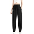 thumbnail image 1 of XIAfhje Linen Pants Women Summer High Waisted knee-length pants/long pants with Pockets Lightweight Soft Straight Leg, 1 of 6