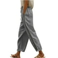 thumbnail image 1 of XIAfhje Linen Pants Women Summer High Waisted knee-length pants/long pants with Pockets Lightweight Soft Straight Leg, 1 of 5