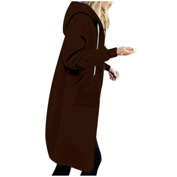 XIAfhje Long Hoodies for Women Sale - Women's Zip Up Hoodie Jackets Fleece Lined Sweatshirts Casual Loose Coat Oversized Long Sleeve Sweaters Sweatshirts Autumn Jumper with Pocket