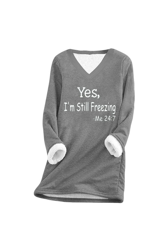 Oversized Sweatshirt Women Autumn Winter Thermal Fleece Tops Casual Printed Long Sleeve V Neck Pullover Sweater Tops Jumper Tunic Bottom Shirts