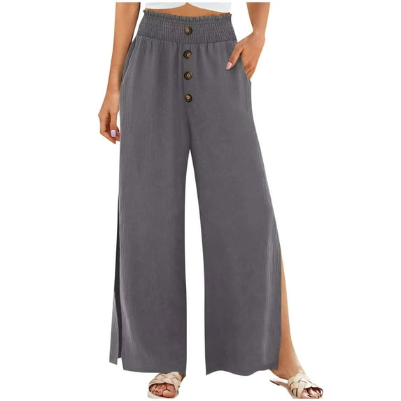 XIAfhje Pants For Women Linen Pants Solid Color Soft Comfortable Loose Fitting Wide Leg Pants Casual And Versatile Straight Leg Pants Casual Loose Fit Wide Leg Trousers