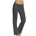 thumbnail image 1 of XIAfhje Pants For Women Wide Leg Pants Woman Casual Slim High Elastic Waist Solid Color Sports Pants Straight Leg Pants With Pockets Cotton And Linen Pants Lounge Pants Trousers, 1 of 6