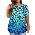 thumbnail image 1 of XIAfhje Plus Size Tops For Women Going Out Tops Fashion Casual Solid Color/Printing Blouse Round Neck Short Sleeve T-Shirt Summer Loose Oversized Tshirts Tops Basic T Shirts Blouses, 1 of 5