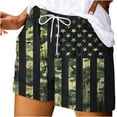 thumbnail image 1 of XIAfhje Shorts For Women Flag Print Casual Loose Independence Day Shorts Stretch High Waist With Drawstring Short Pants Wide Leg Shorts Vacation Trendy Shorts With Pockets, 1 of 4