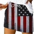 thumbnail image 1 of XIAfhje Shorts For Women Flag Print Casual Loose Independence Day Shorts Stretch High Waist With Drawstring Short Pants Wide Leg Shorts Vacation Trendy Shorts With Pockets, 1 of 4