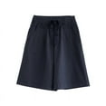 thumbnail image 1 of XIAfhje Shorts For Women Knee Length Bermuda Shorts Elastic Waist Drawstring Casual Loose Fit Summer Beach Shorts Lightweight Baggy Shorts Wide Leg Shorts Pants With Pockets, 1 of 3