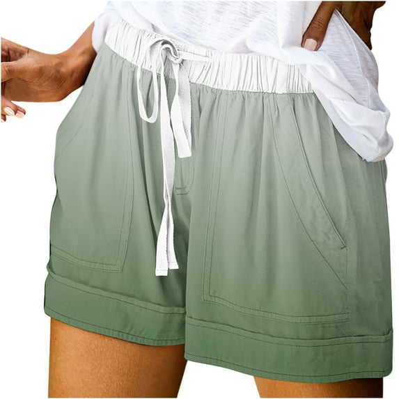 XIAfhje Shorts For Women Summer Casual Loose Elastic High Waist Shorts Drawstring Comfy Shorts Gradient Prints Shorts Beach Cruise Shorts Baggy Trendy Short Pants With Pockets