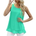 thumbnail image 1 of XIAfhje Summer Tops for Women 2024 Tank Tops Fashion Summer Sexy Sleeveless Solid Color Loose T-Shirt Womens Tops Dressy Casual Chiffon Blouse Double Layered Shirt Top, 1 of 8