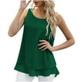thumbnail image 1 of XIAfhje Summer Tops for Women 2024 Tank Tops Fashion Summer Sexy Sleeveless Solid Color Loose T-Shirt Womens Tops Dressy Casual Chiffon Blouse Double Layered Shirt Top, 1 of 8