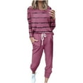 thumbnail image 1 of XIAfhje Two Piece Sets for Women Sale Tracksuit Comfy Soft Lounge Wear Sets Oversized Solid /Stripe/Printed Thin Long Sleeve Sweatshirts and High Waist Drawstring Joggers, 1 of 5