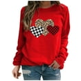 thumbnail image 1 of XIAfhje Valentines Day Sweatshirts Women Plaid Love Heart Tops Vintage Casual Round Neck Long Sleeve T-Shirt Oversized Loose Jumpers Blouse Top Party Evening Wear Going Out Tops, 1 of 3