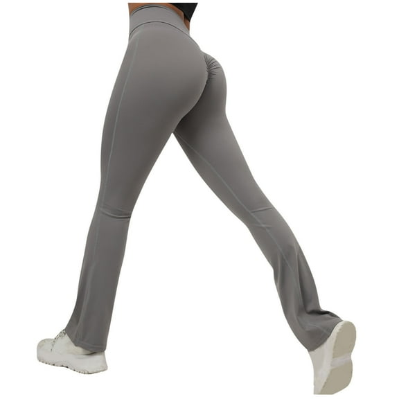 XIAfhje Women Flared Leggings High Waisted Butt Lift Seamless Gym Pants Tummy Control Yoga Pants Workout Activewear Leggings