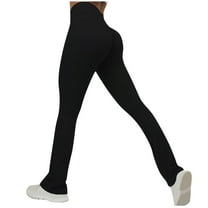 XIAfhje Women Flared Leggings High Waisted Butt Lift Seamless Gym Pants Tummy Control Yoga Pants Workout Activewear Leggings