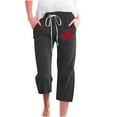 thumbnail image 1 of XIAfhje Women Linen Pants Fashion Casual Summer Womens Printing/Solid Color Elastic Loose Pants Straight Wide Leg Trousers Pants Straight Leg Lounge Trouser With Pocket, 1 of 3