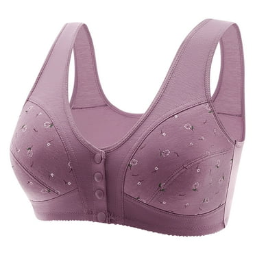 XIAfhje Women's Non Wired Front Fastening Bras Sale Promotion Clearance Sports Bras High Support Padded Full Coverage Floral Printed Plus Size Bras for Elderly Women