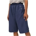 thumbnail image 1 of XIAfhje Women's Shorts Summer Casual Loose Fit Linen Shorts Elastic High Waist Bermuda Shorts Straight Leg Pants Wide Leg Shorts Casual Pants Lightweight Shorts With Pockets, 1 of 6