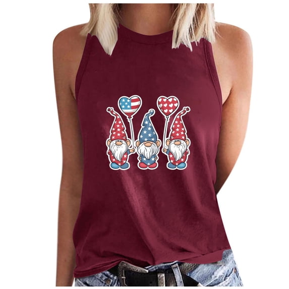 XIAfhje Women's Tank Tops America Flag Shirt Sexy Tops Fashion Casual Round Neck Sleeveless Print Tops Tank Top Blouse Casual Blouse Loose Tee Summer T Shirts Vest