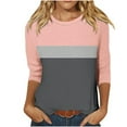 thumbnail image 1 of XIAfhje Womens 3/4 Length Sleeve Tops Casual Round Neck T-Shirts Summer Shirts Loose Fit Blouse Plus Size Solid Color/Print T-Shirt Trendy Basic Soft Outfits Comfy Clothes 2024, 1 of 4
