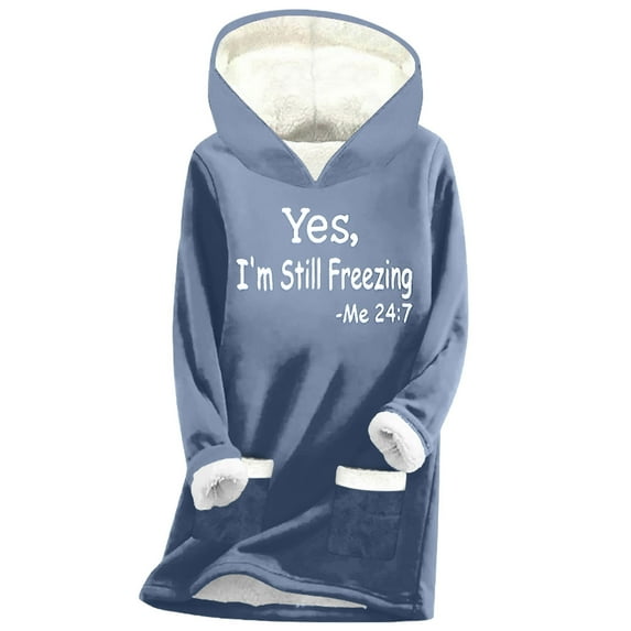 XIAfhje Womens Hoodies Autumn Winter Thermal Fleece Sweatshirt Oversized Long Sleeve Crew Neck Casual Loose Letter Printed Sweater Tops