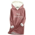 thumbnail image 1 of XIAfhje Womens Hoodies Autumn Winter Thermal Fleece Sweatshirt Oversized Long Sleeve Crew Neck Casual Loose Letter Printed Sweater Tops, 1 of 3