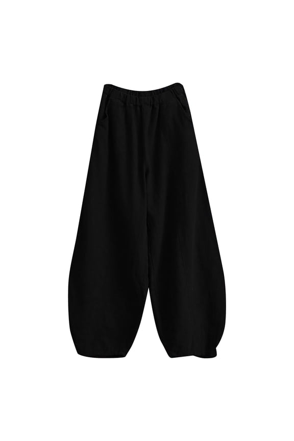 Womens Linen Pants Summer Lantern Pants Zen Elastic Waist Large Size Long Pants Cotton Linen Pants Casual Pants Palazzo Harem Pants Flowy Beach Pants