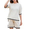 thumbnail image 1 of XIAfhje Womens Lounge Set 2 Piece Sweater Sets Pajamas Lounge Sets Matching Outfits Short Sleeve T-Shirt Shorts Sleepwear Loungewear Sweatsuits, 1 of 8