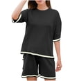 thumbnail image 1 of XIAfhje Womens Lounge Set 2 Piece Sweater Sets Pajamas Lounge Sets Matching Outfits Short Sleeve T-Shirt Shorts Sleepwear Loungewear Sweatsuits, 1 of 8