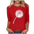 thumbnail image 1 of XIAfhje Womens Plus Size Tops 3/4 Sleeve Round Neck Loose Fit Tunic Blouse Printed T Shirts Summer Shirts Dressy Casual Basic T Shirts, 1 of 3