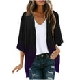 thumbnail image 1 of XIAfhje Womens Summer Chiffon Kimonos 3/4 Sleeve Cardigan Open Front Blouse Tops Casual Cozy Solid Lightweight Beach Cover Up, 1 of 5