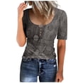thumbnail image 1 of XIAfhje Womens Summer Tops Going Out Tops For Women Round Neck Button Up T-Shirt Short Sleeved Top Printed/Solid Colors Casual Slim Fit Summer Tee Shirt Basics T Shirts Trendy Tops, 1 of 3