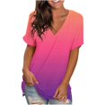 thumbnail image 1 of XIAfhje Womens Summer Tops V Neck Short Sleeve Basic Tee Casual Loose Fit Gradient Color T-Shirt Soft Comfy Blouse Tunic Tops, 1 of 4