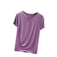 thumbnail image 1 of XIAfhje Womens T Shirts Basic T Shirts Short Sleeve Round Neck Top Casual Summer Tops Trendy Solid Color Slim Fit Tshirt Thin Sweet And Bottom Shirt Basic Tee Shirts 2024 Trendy Clothes, 1 of 4