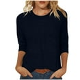thumbnail image 1 of XIAfhje Womens Tops 3/4 Sleeve Crewneck Solid Color Shirts Dressy Casual Trendy Summer Tops Loose Fit T-Shirts Plus Size Ladies Tops and Blouses T Shirt Tunic Pullover Tops, 1 of 6