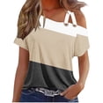 thumbnail image 1 of XIAfhje Womens Tops Summer Tshirts V-Neck Sexy Off Shoulder Camisole Short Sleeve Top Women's Solid Color T-Shirt Casual Loose Shirts Cozy Comfy Tunic 2024, 1 of 4