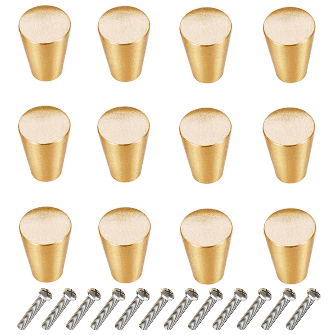 Cone Shaped Dresser Knobs Uenhoy 12 Pack Polished Gold Cabinet Knobs -  Aluminum Alloy Cone Shape, Includes 25mm & 35mm Screws Gold Knobs