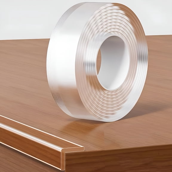XIBUFE 0.8 in X 9.84 Ft,Clear Edge Protector Strip Sharp Edge Wrap Cover Tape,Self Adhesive Protective Bumper Guards for Cabinet Door Desk Glass Table Bed Furniture,Kitchen Countertop