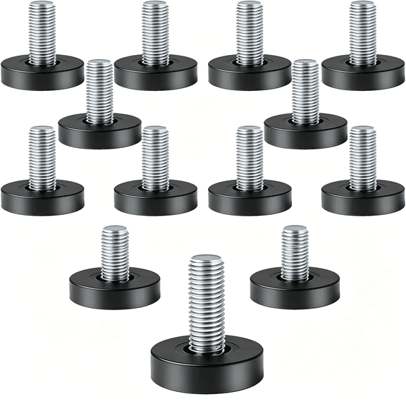 XIBUFE 1/4" Thread Leveling Feet, 12 Pcs Adjustable Furniture Feet Threaded Screw in for Table, Cabinets, Chairs, Stool Legs - 1/4" Thread Size (Check Your Hole Before Order)