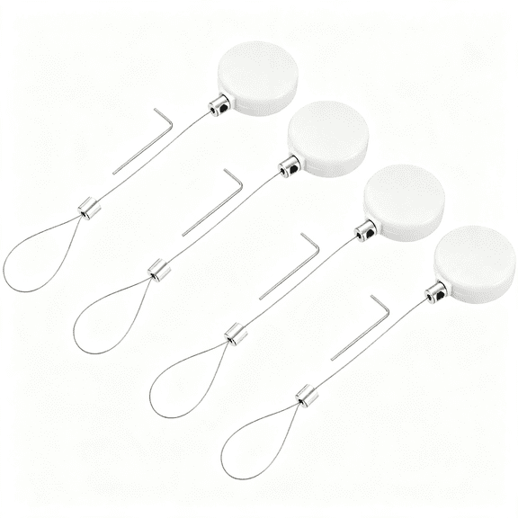 XIBUFE 1.8 Ft Retractable Cable Lock with Latch Remote Control Security Lock with Adjustable Cord Tether Anti Theft for Laptop,Tv,200G,White,4Pcs Retractable Cable Lock